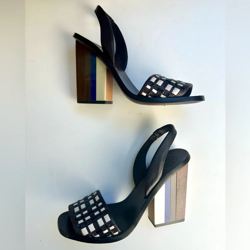 EUC Tory Burch block heel Slingback sandals, size 7.5